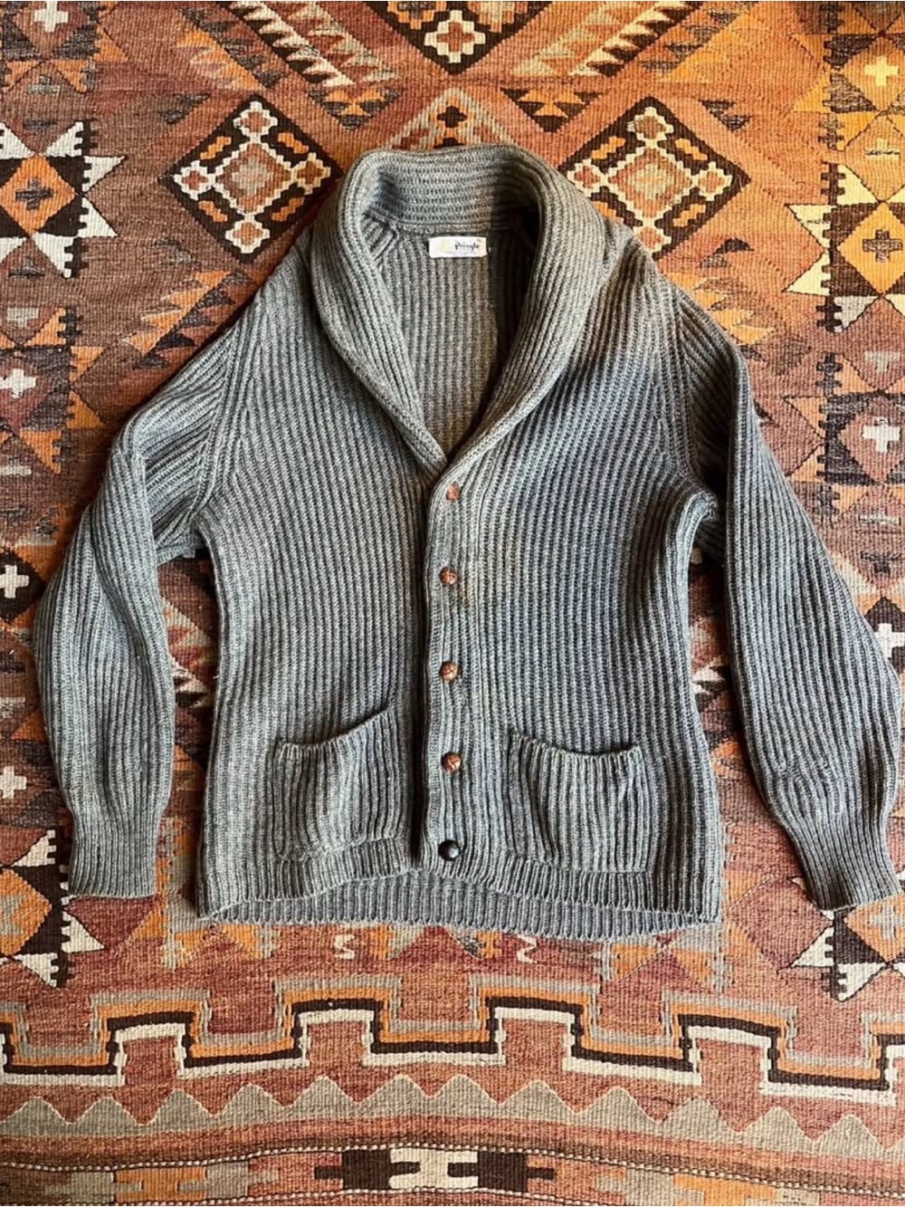 Pringle of Scotland 100% Wool Vintage Chunky Knit Cardigan
 - Gray